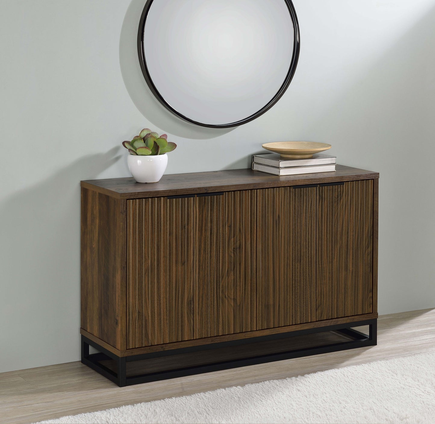 Ryatt Rustic Industrial 4-Door Accent Cabinet