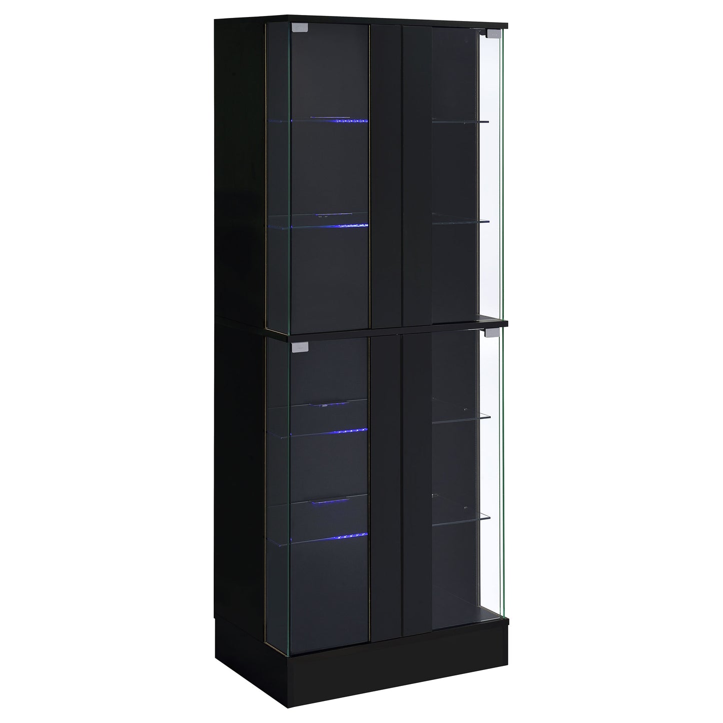 Vetro 4-Door LED Curio Cabinet – Sleek Black Finish