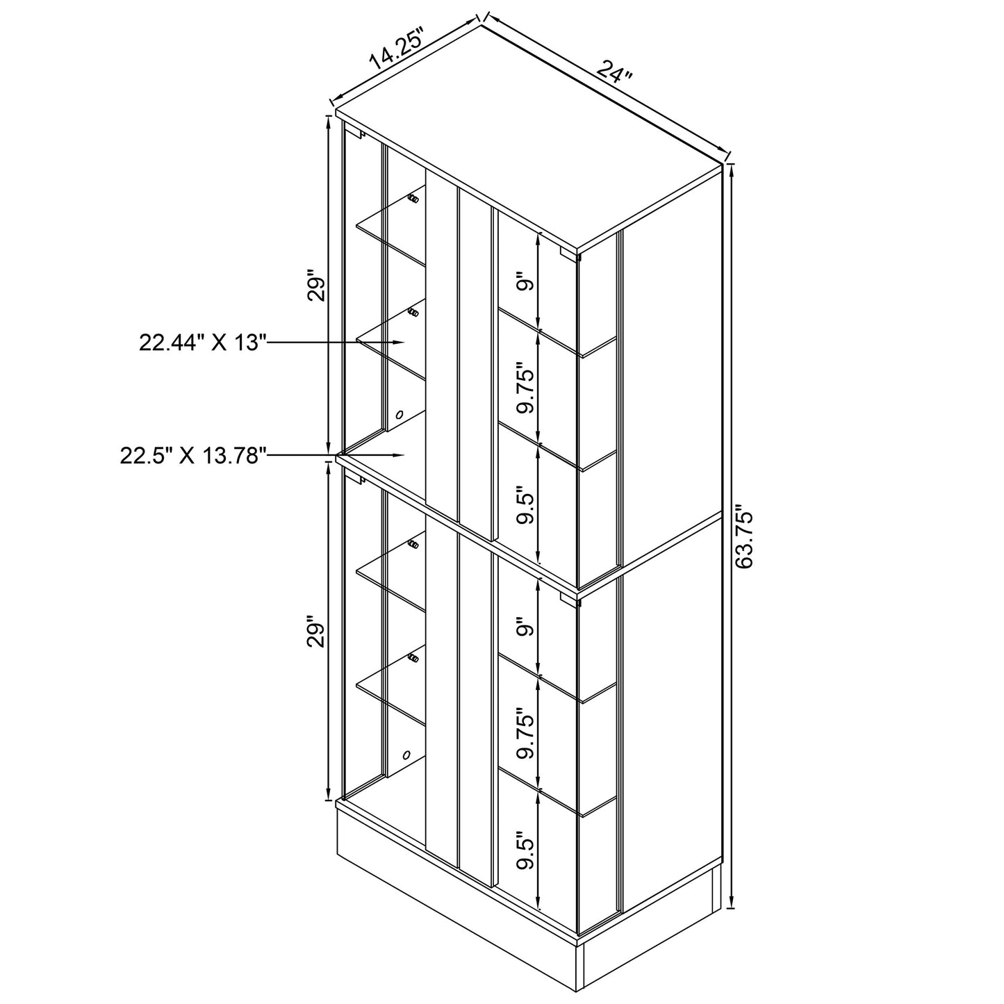 Vetro 4-Door LED Curio Cabinet – Sleek Black Finish