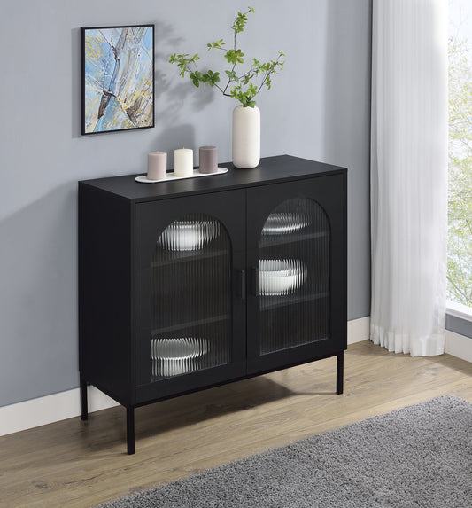 Novaro Black Fluted Glass Sideboard