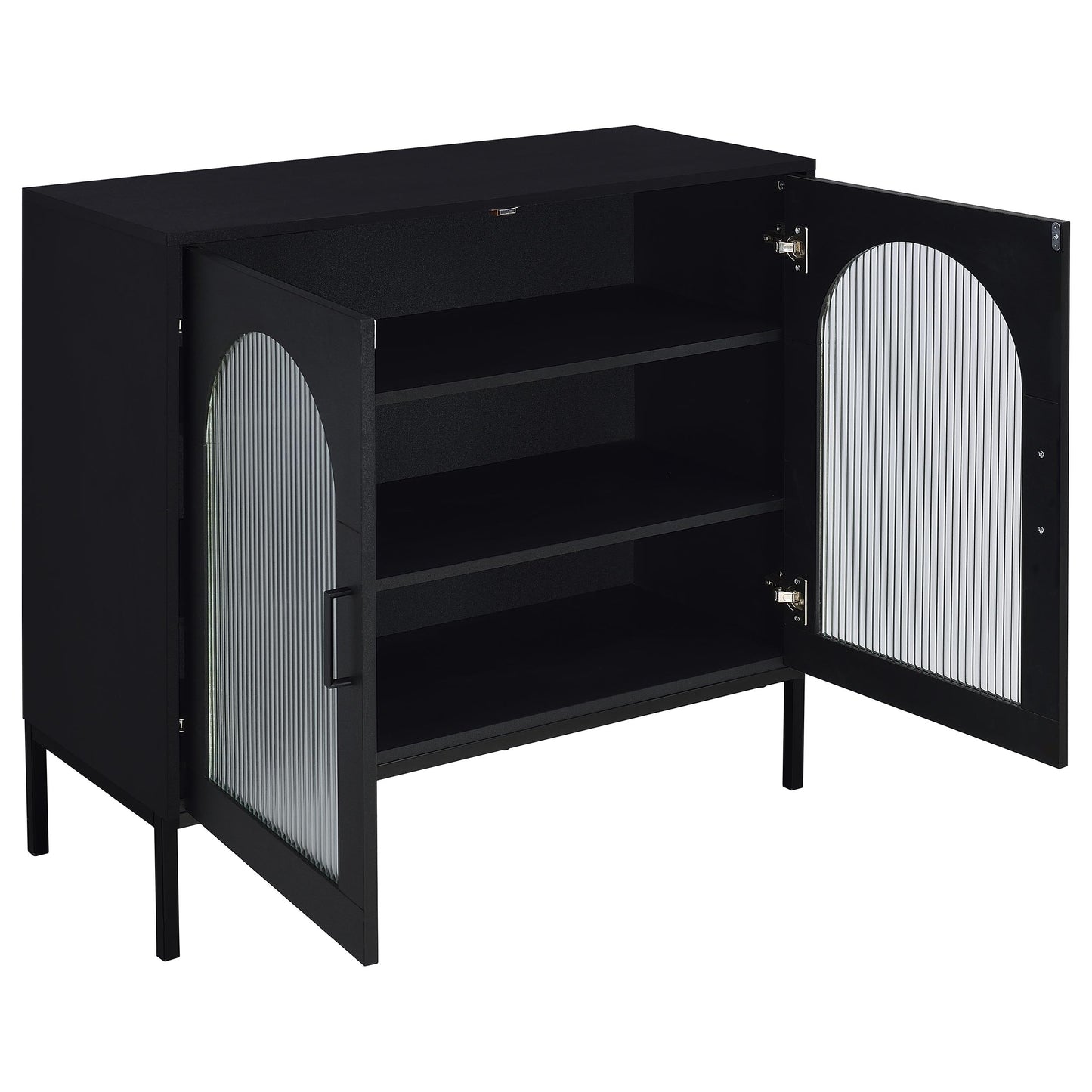 Novaro Black Fluted Glass Sideboard