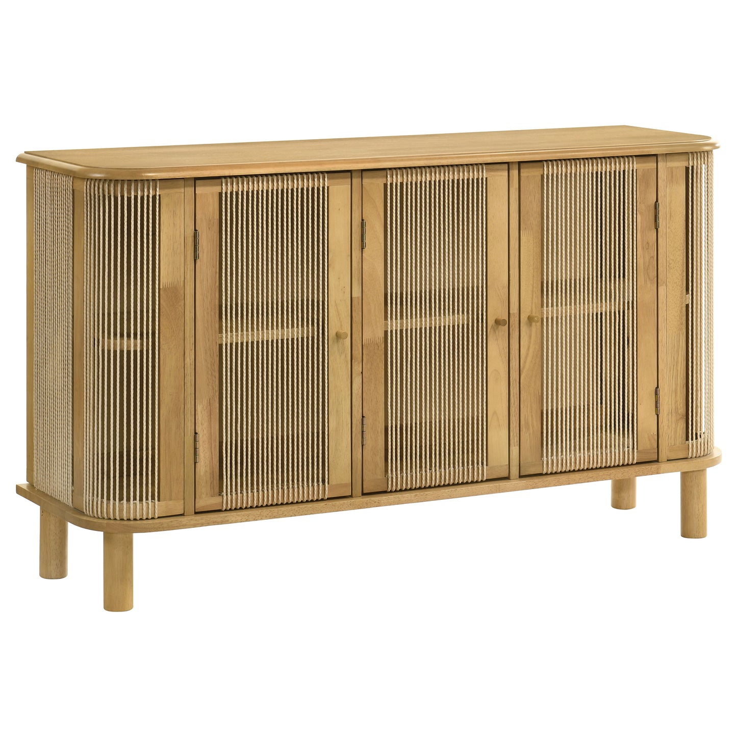 Seabreeze Natural Rope Panel Accent Cabinet – 3 Doors