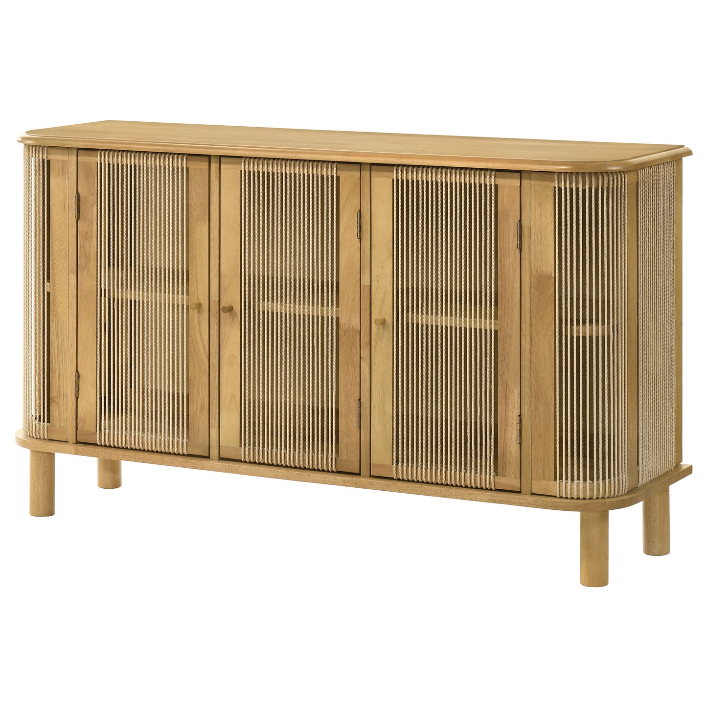 Seabreeze Natural Rope Panel Accent Cabinet – 3 Doors