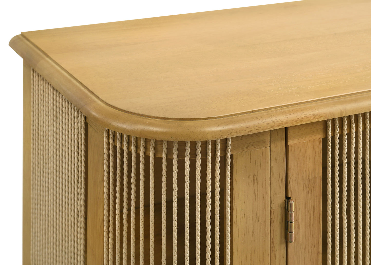 Seabreeze Natural Rope Panel Accent Cabinet – 3 Doors