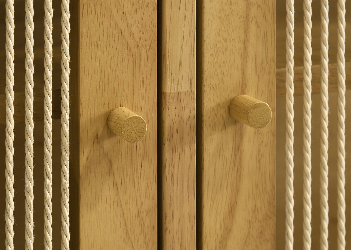 Seabreeze Natural Rope Panel Accent Cabinet – 3 Doors