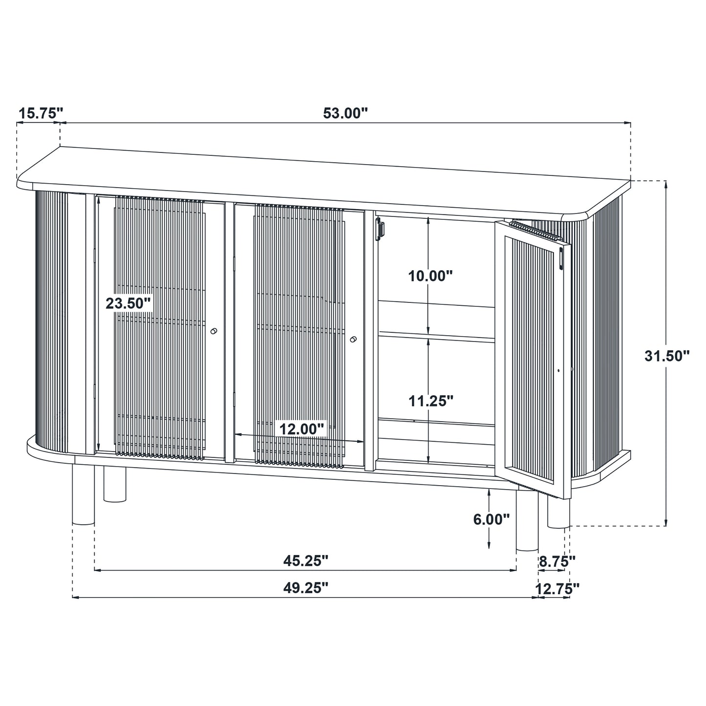 Seabreeze Natural Rope Panel Accent Cabinet – 3 Doors