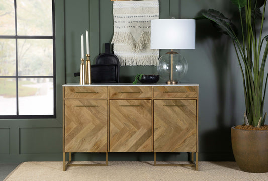 Bellara Chevron Mango Wood Accent Cabinet