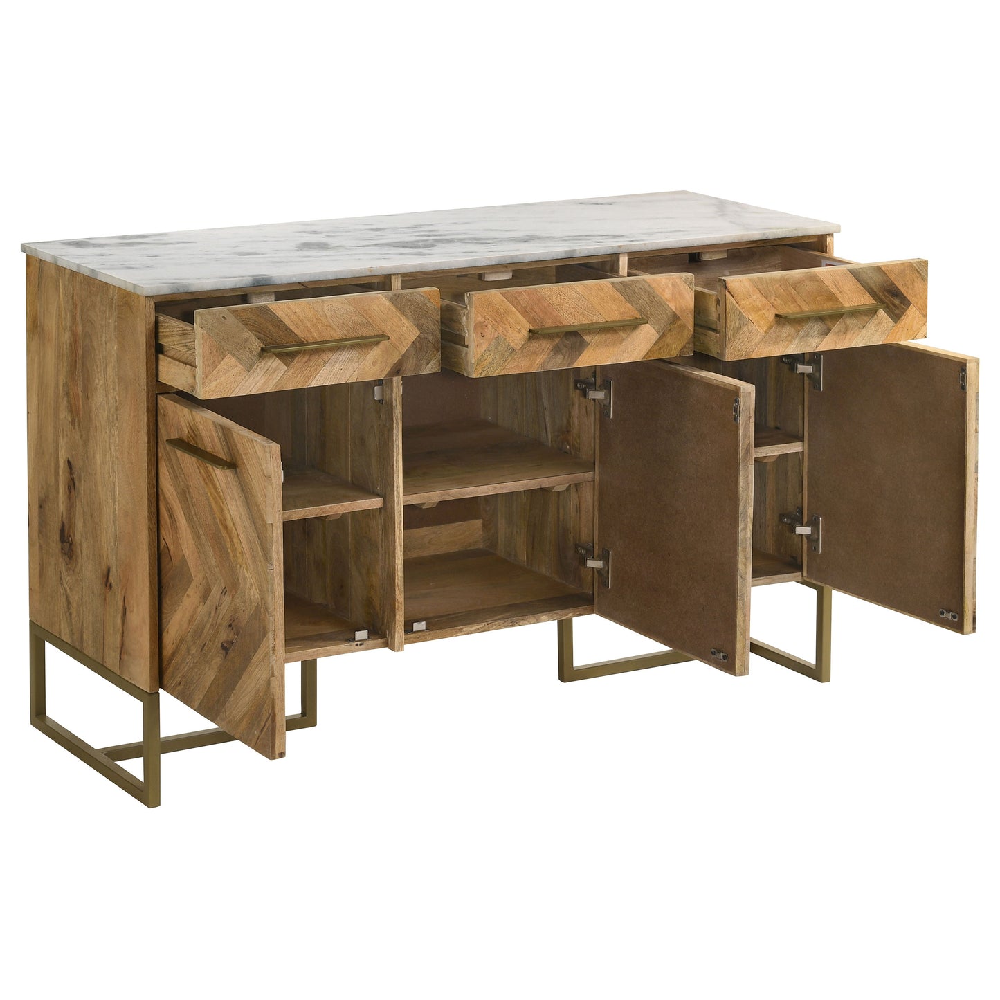 Bellara Chevron Mango Wood Accent Cabinet