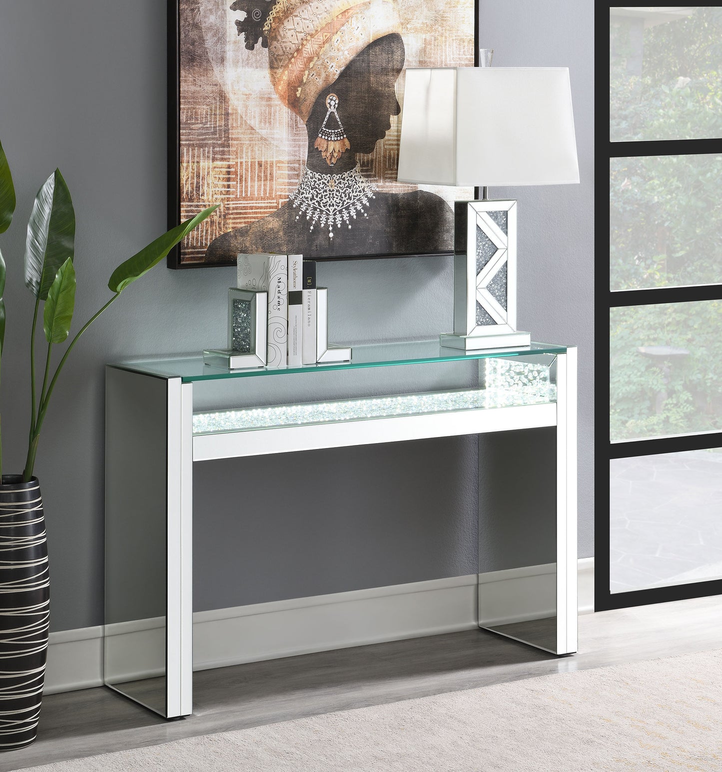 Lumiera Crystal LED Mirrored Console Table
