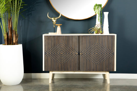 Valdario Black & Gold Geometric Accent Cabinet