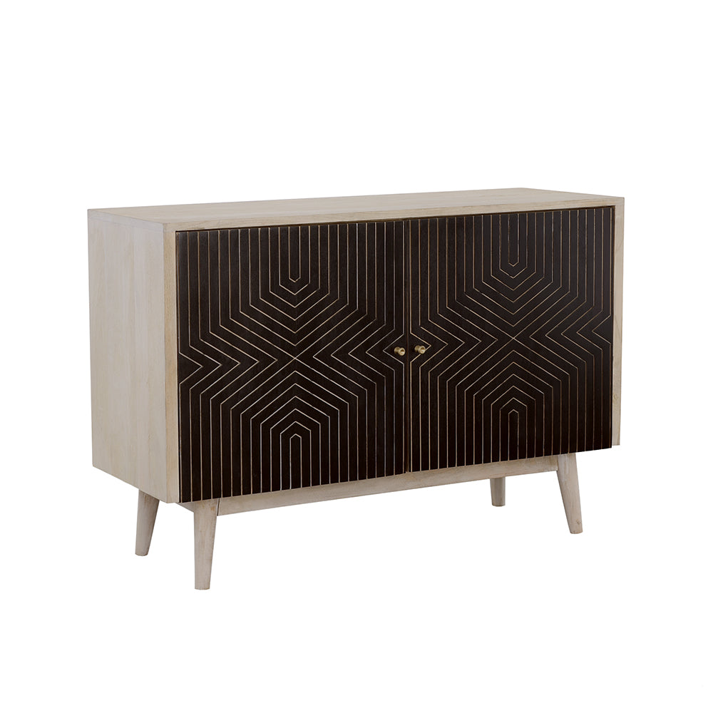 Valdario Black & Gold Geometric Accent Cabinet