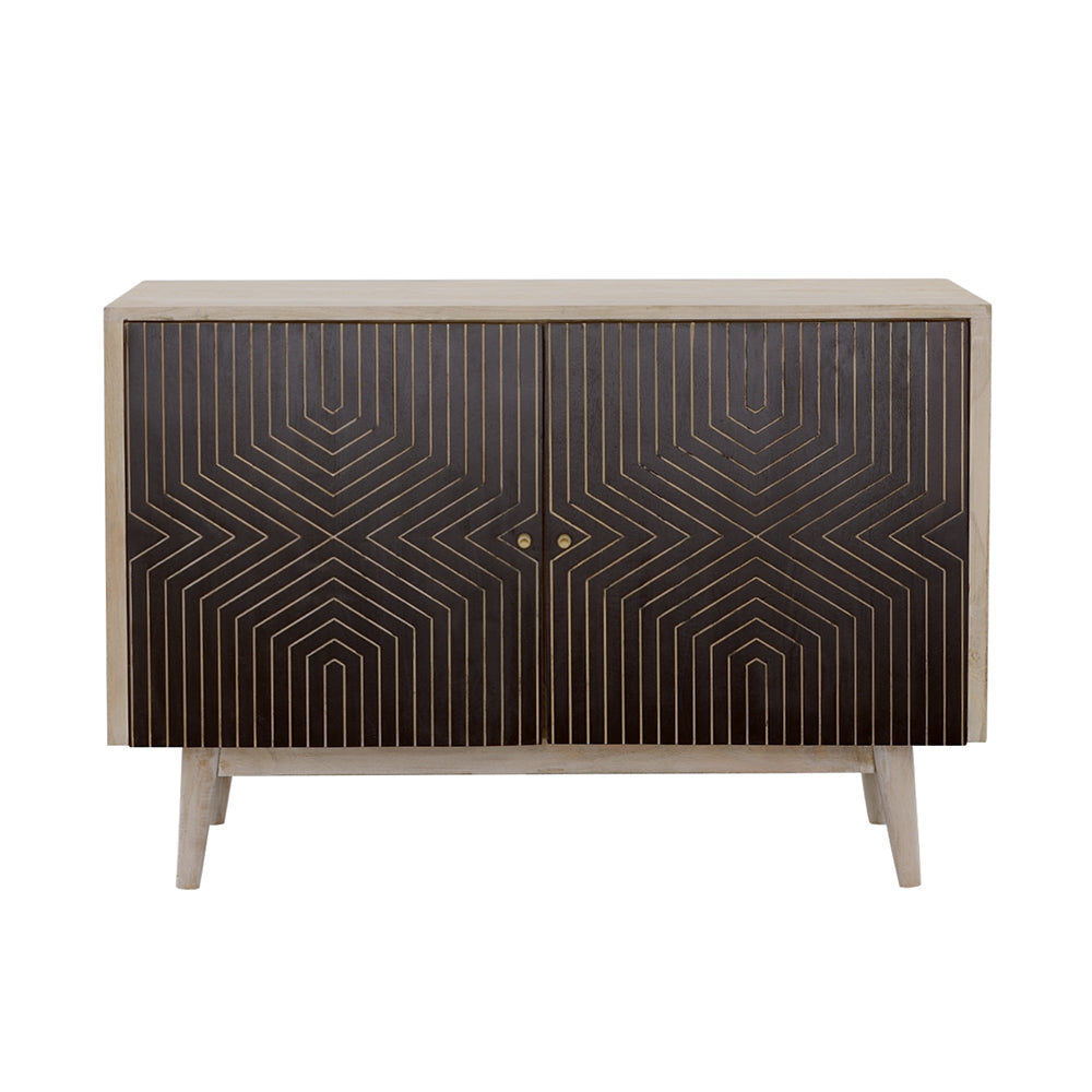 Valdario Black & Gold Geometric Accent Cabinet