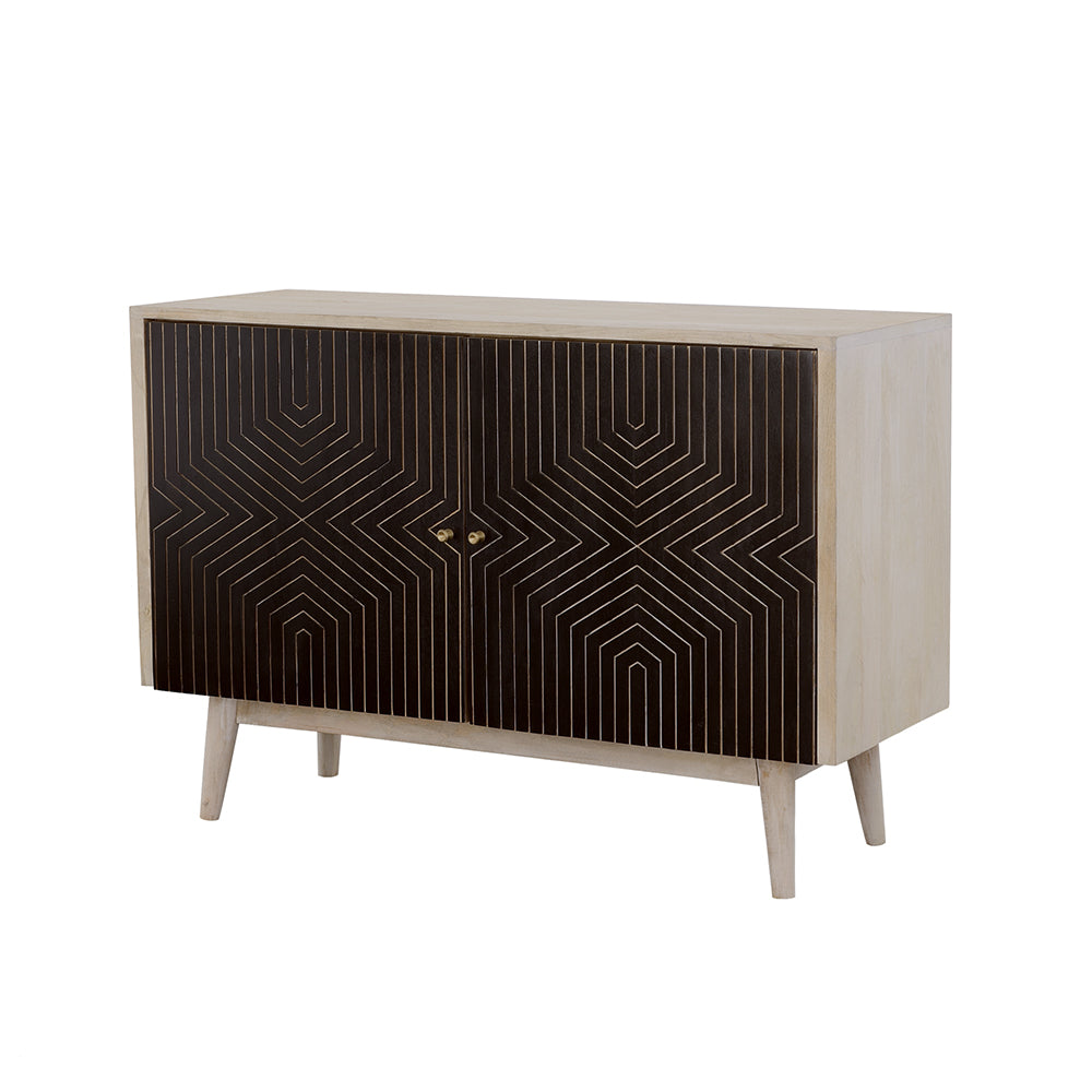 Valdario Black & Gold Geometric Accent Cabinet