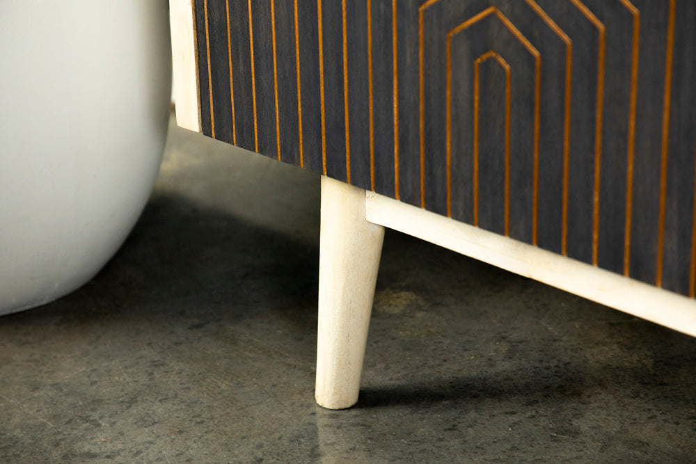 Valdario Black & Gold Geometric Accent Cabinet