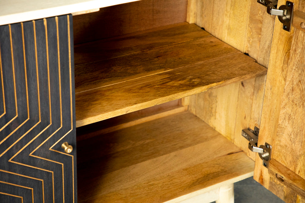 Valdario Black & Gold Geometric Accent Cabinet