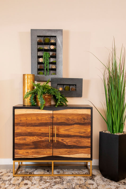 Arvello Handcrafted Wood & Gold Accent Cabinet
