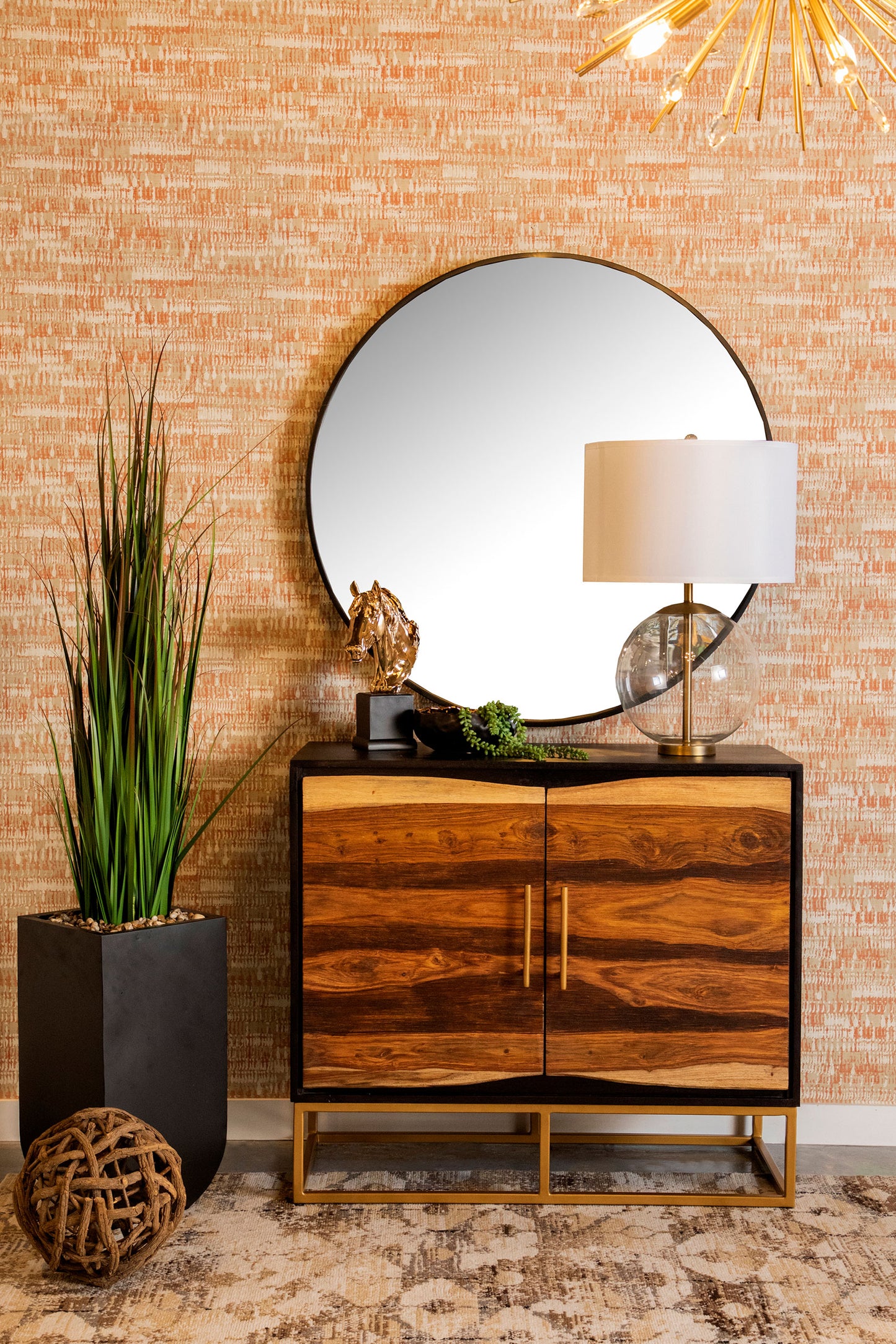 Arvello Handcrafted Wood & Gold Accent Cabinet