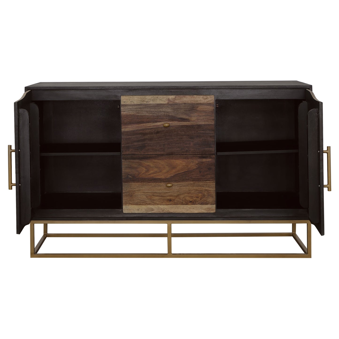 Rajani Handcrafted Wood & Gold Accent Cabinet