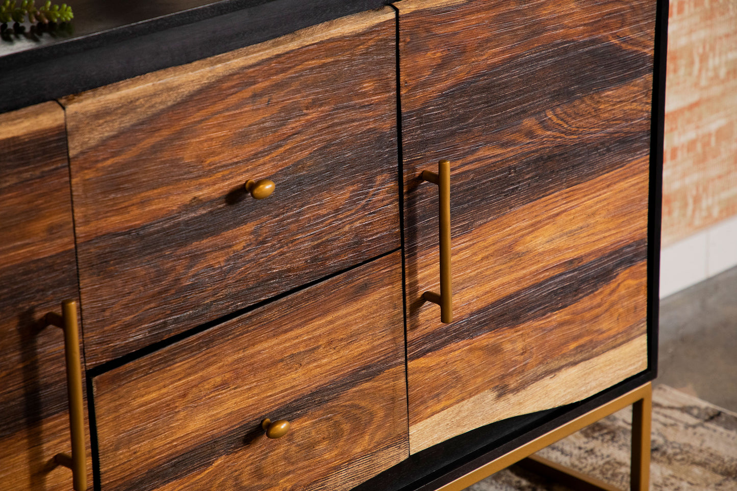 Rajani Handcrafted Wood & Gold Accent Cabinet