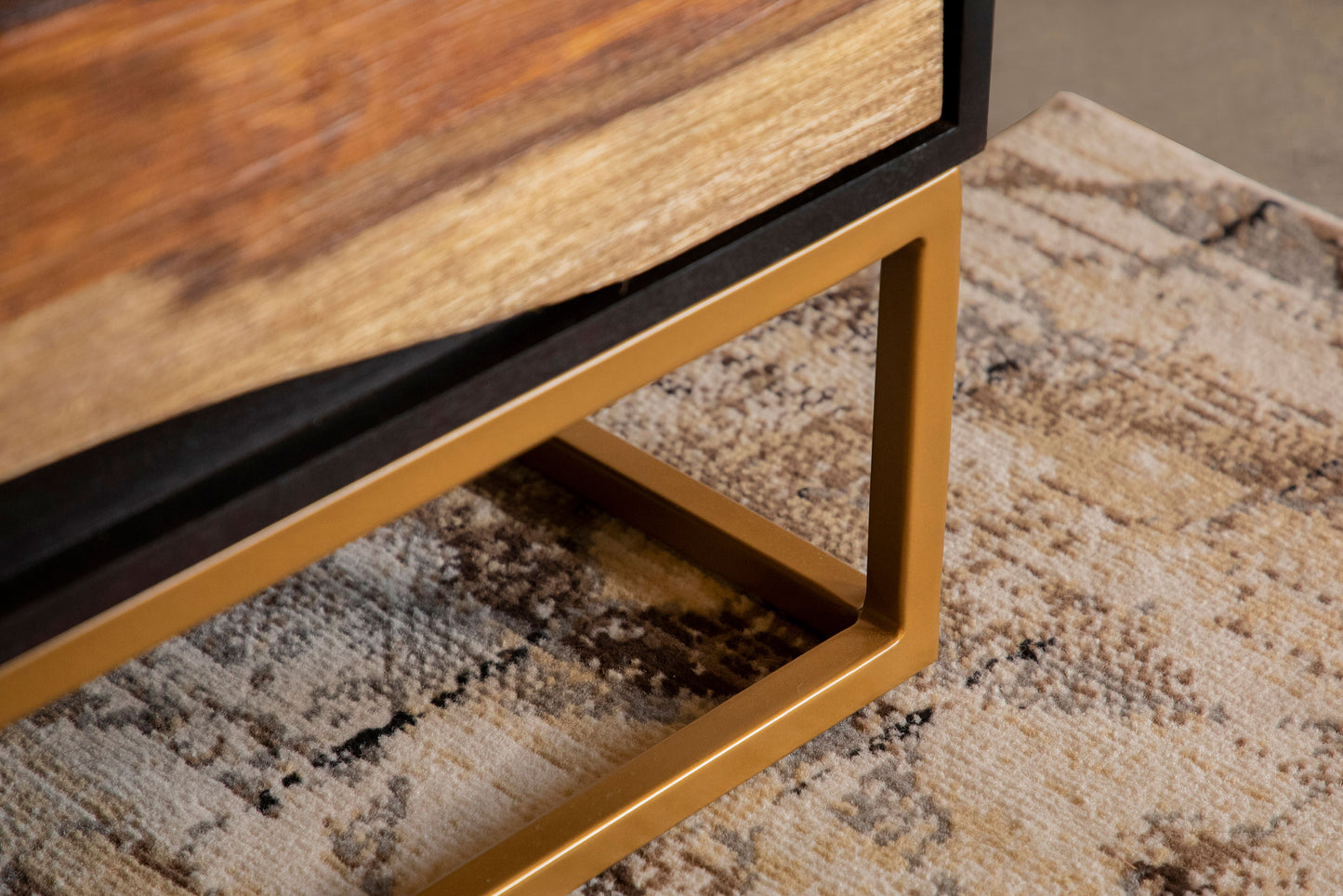 Rajani Handcrafted Wood & Gold Accent Cabinet