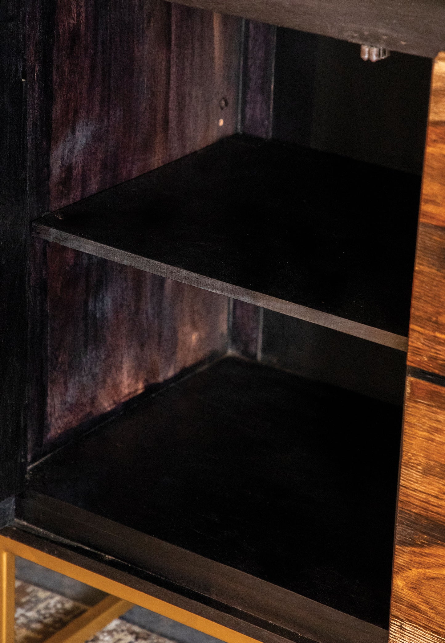 Rajani Handcrafted Wood & Gold Accent Cabinet