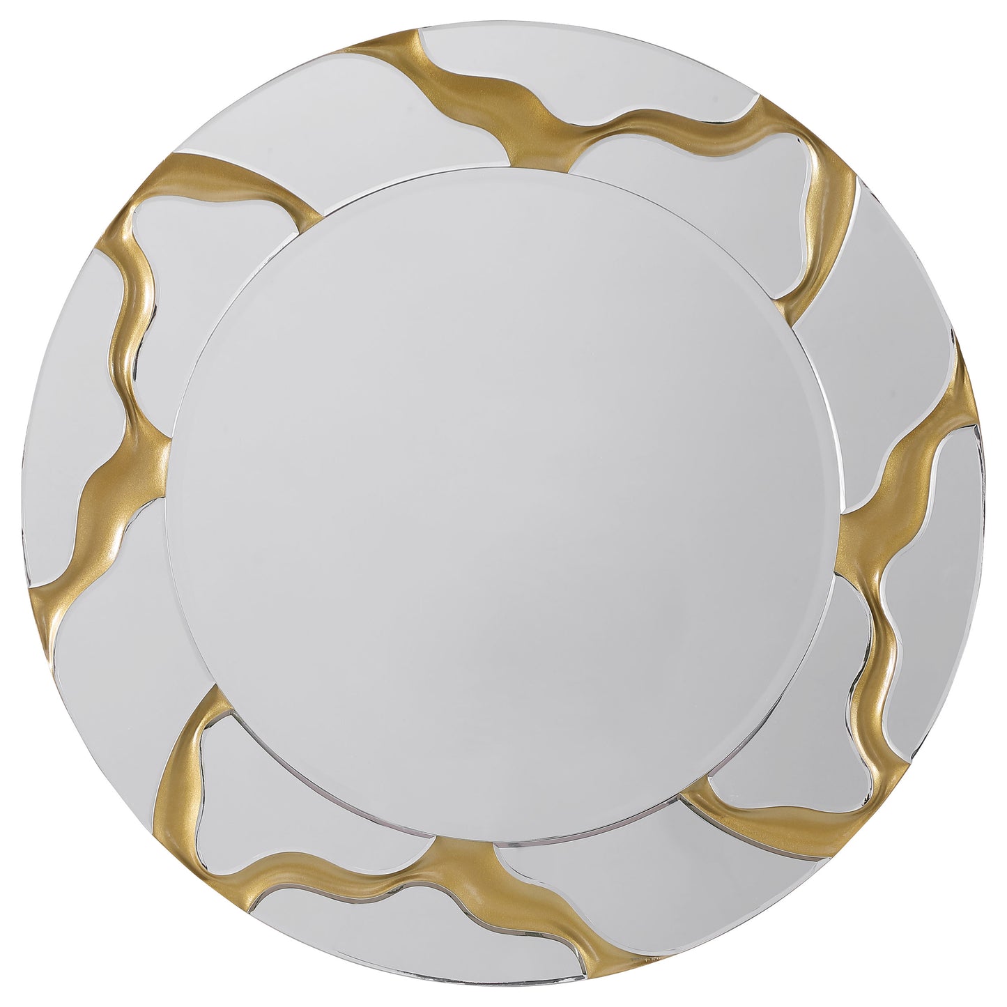 Kaelith 36 x 36 Inch Round Art Glass Wall Mirror – Gold Vein