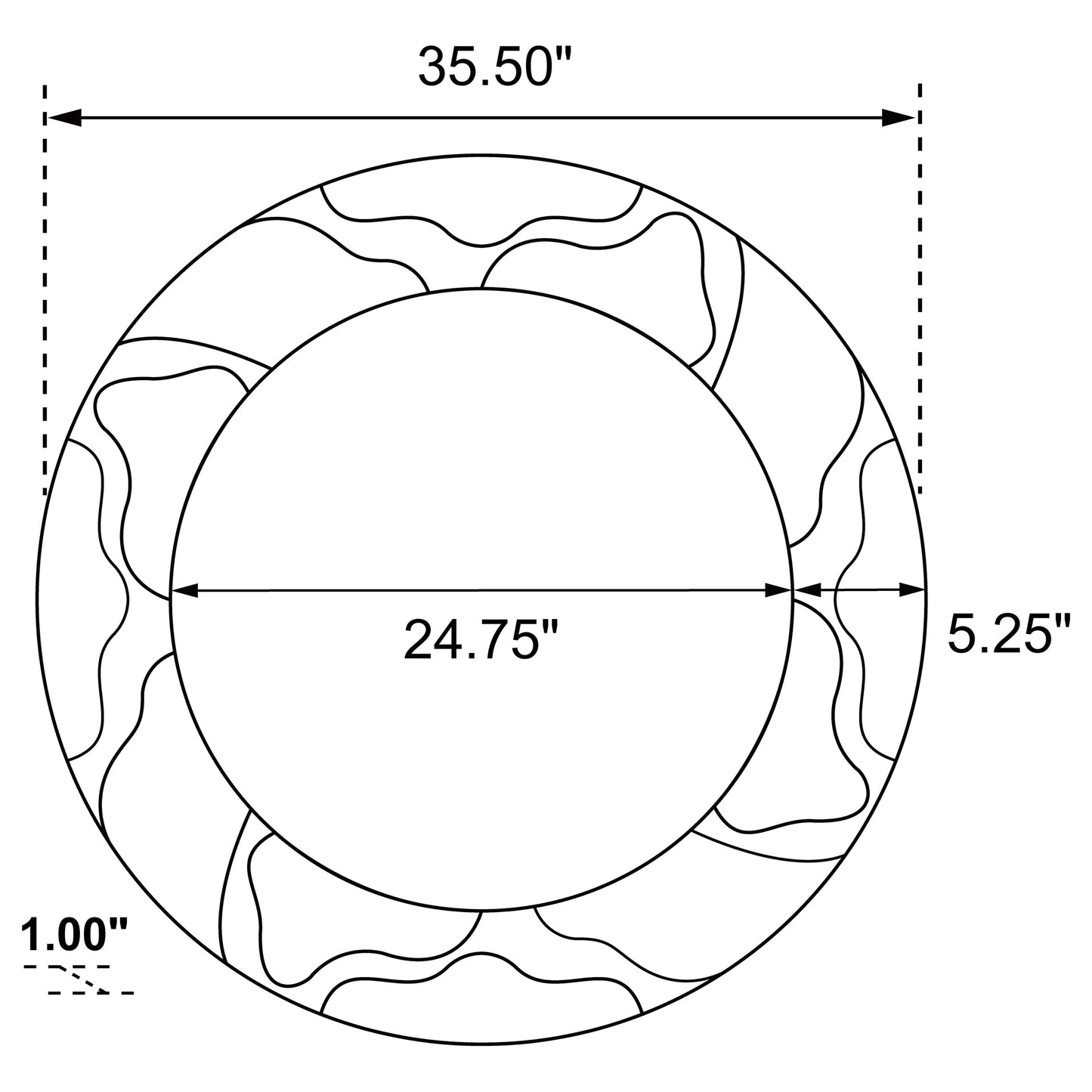 Kaelith 36 x 36 Inch Round Art Glass Wall Mirror – Gold Vein