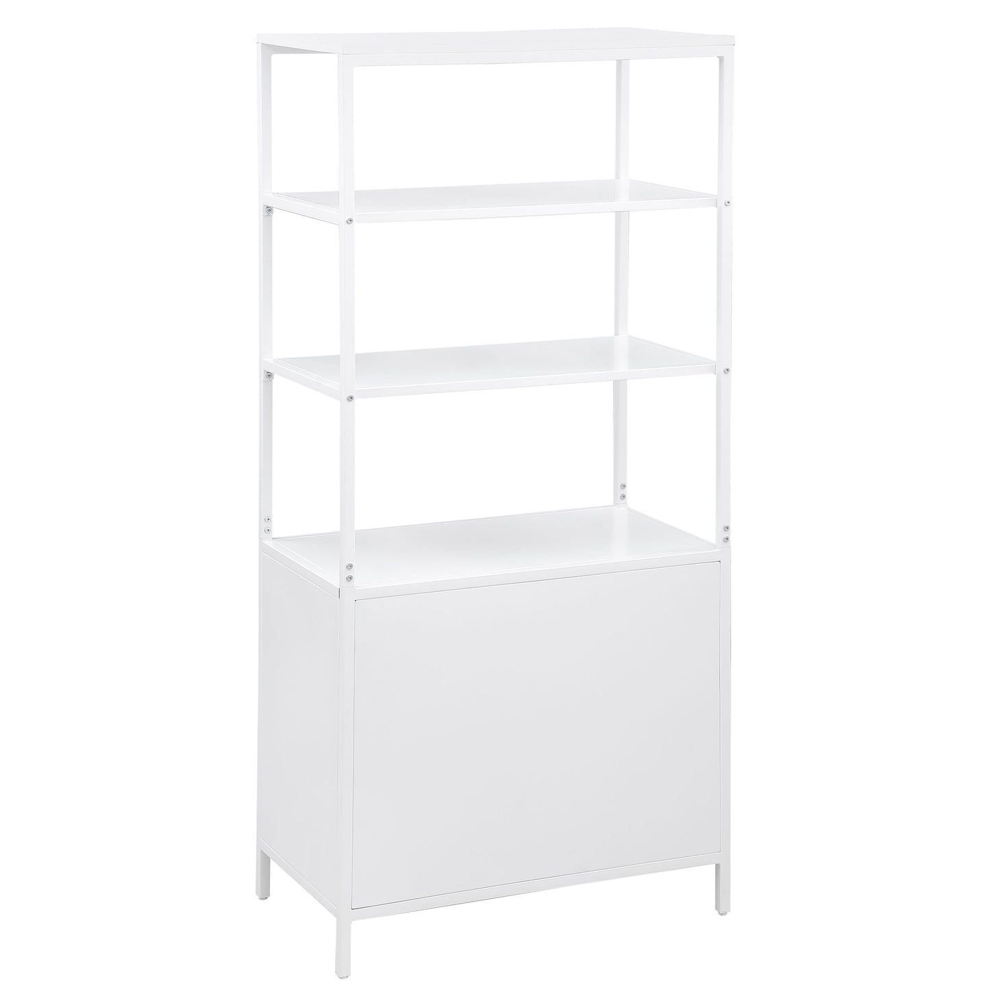 Solvane 3-Shelf Cane Accent Cabinet White with Metal Frame