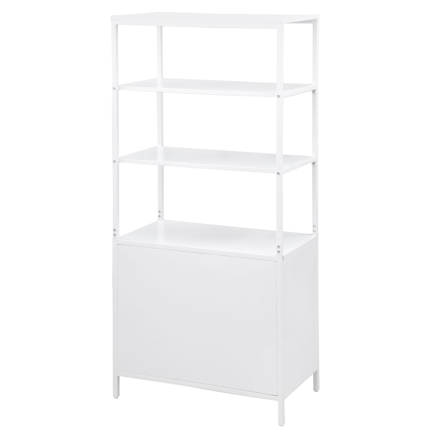Solvane 3-Shelf Cane Accent Cabinet White with Metal Frame