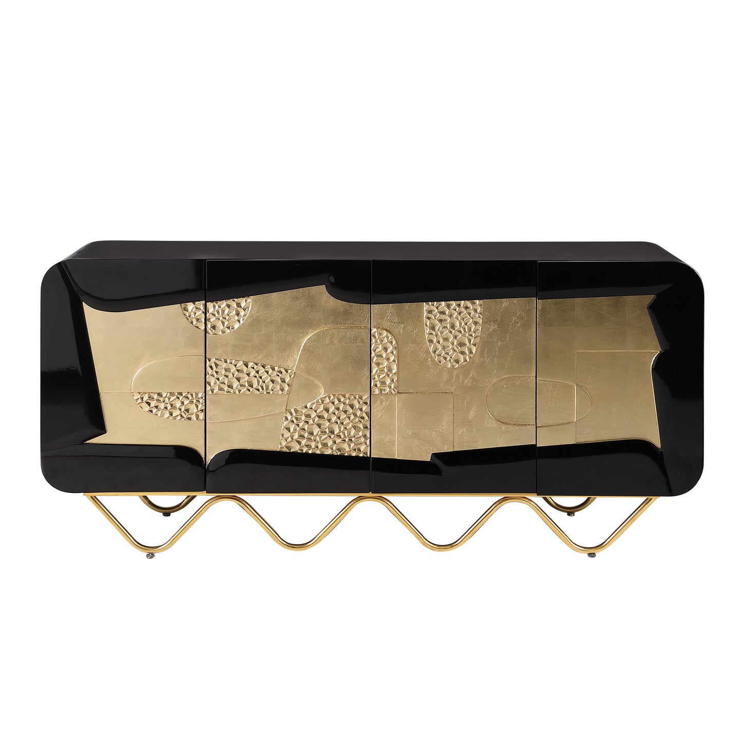 Valthera Ornate Console & Mirror Set – Black & Gold