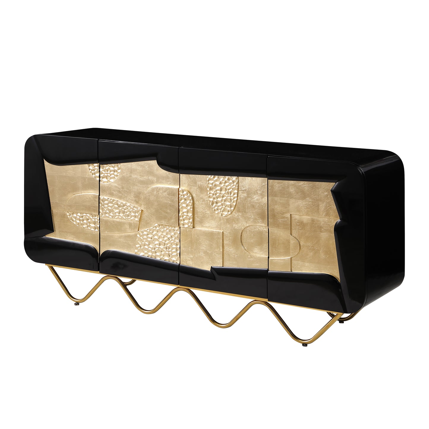 Valthera Ornate Console & Mirror Set – Black & Gold