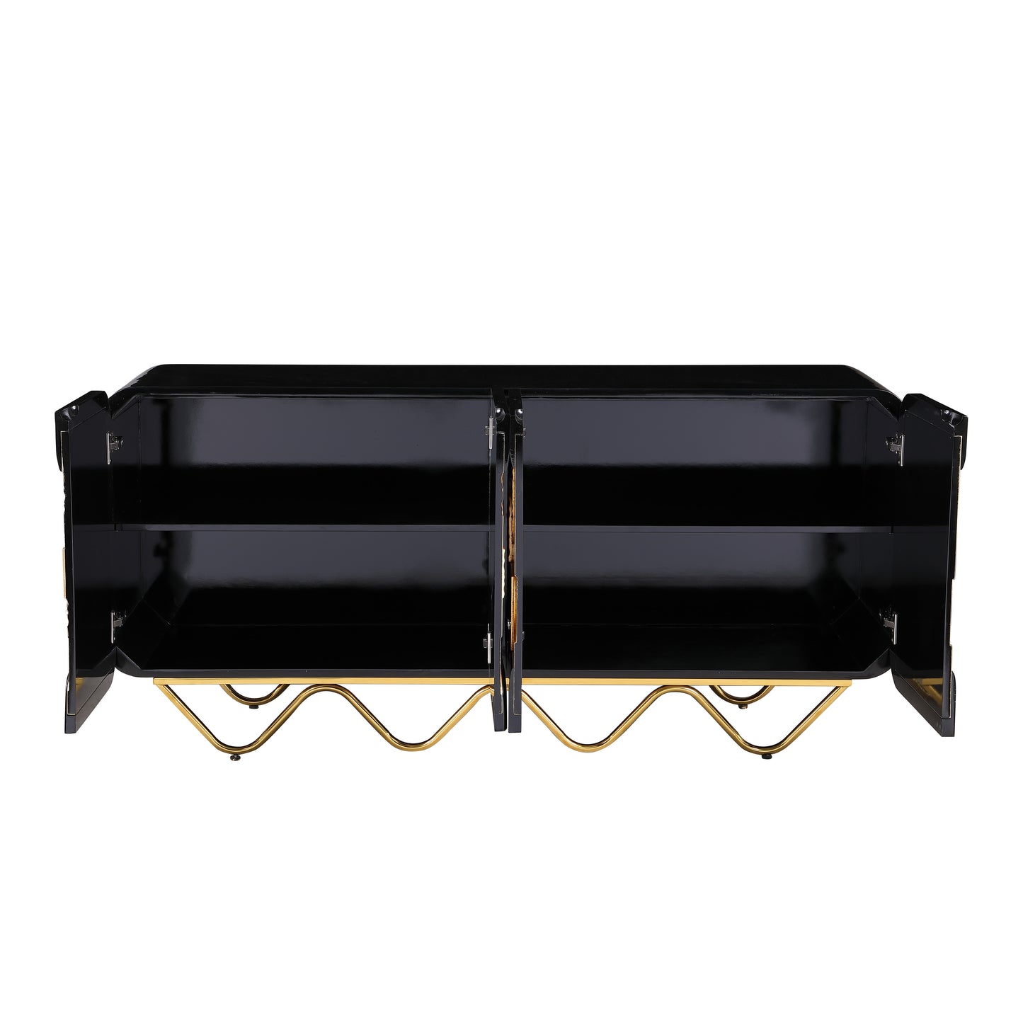 Valthera Ornate Console & Mirror Set – Black & Gold