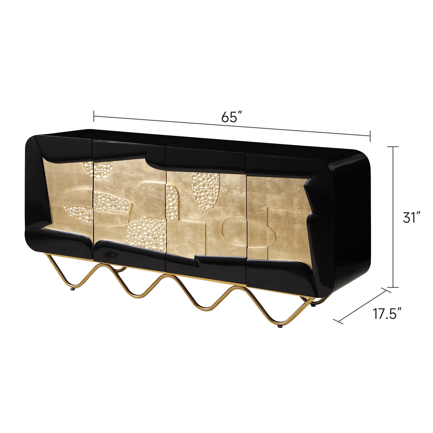 Valthera Ornate Console & Mirror Set – Black & Gold