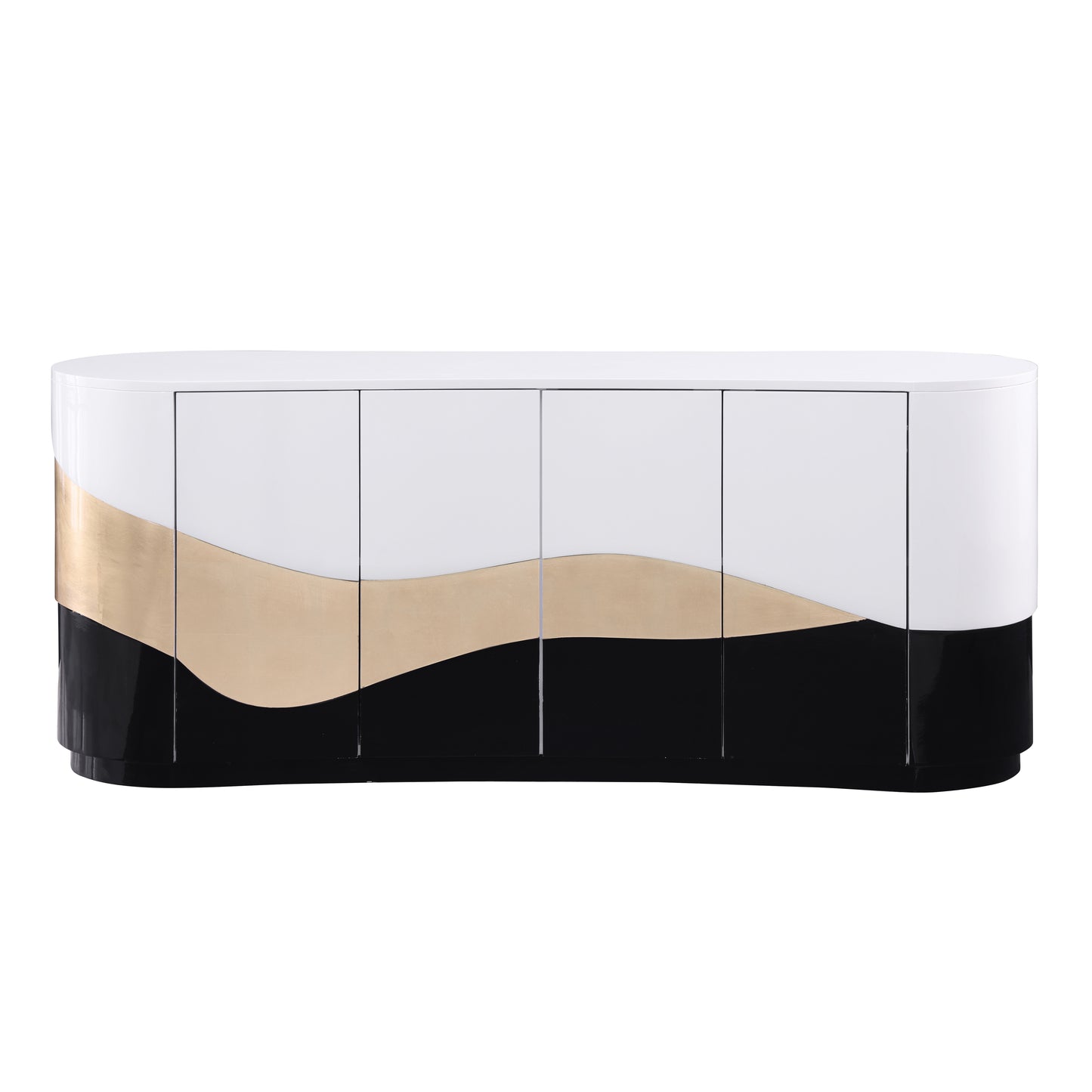 Bellavere Console & Mirror Set – White/Black & Gold