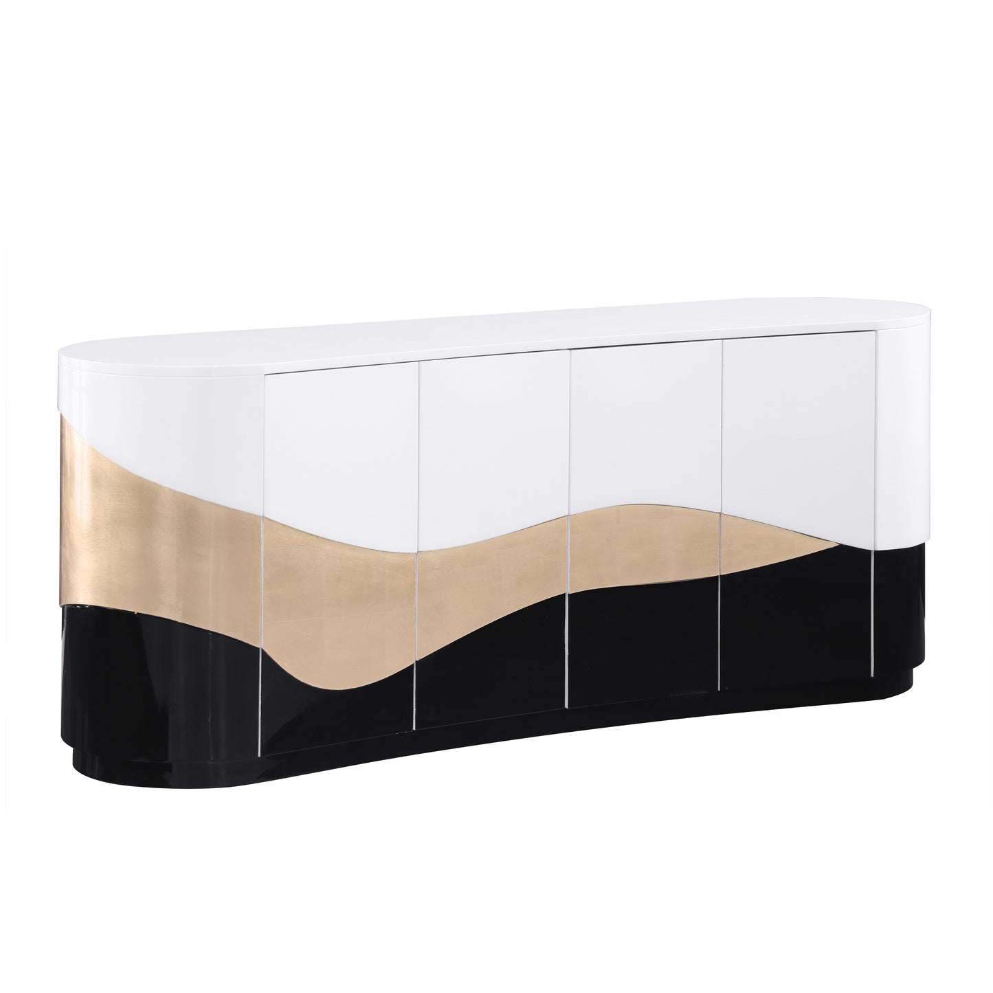 Bellavere Console & Mirror Set – White/Black & Gold