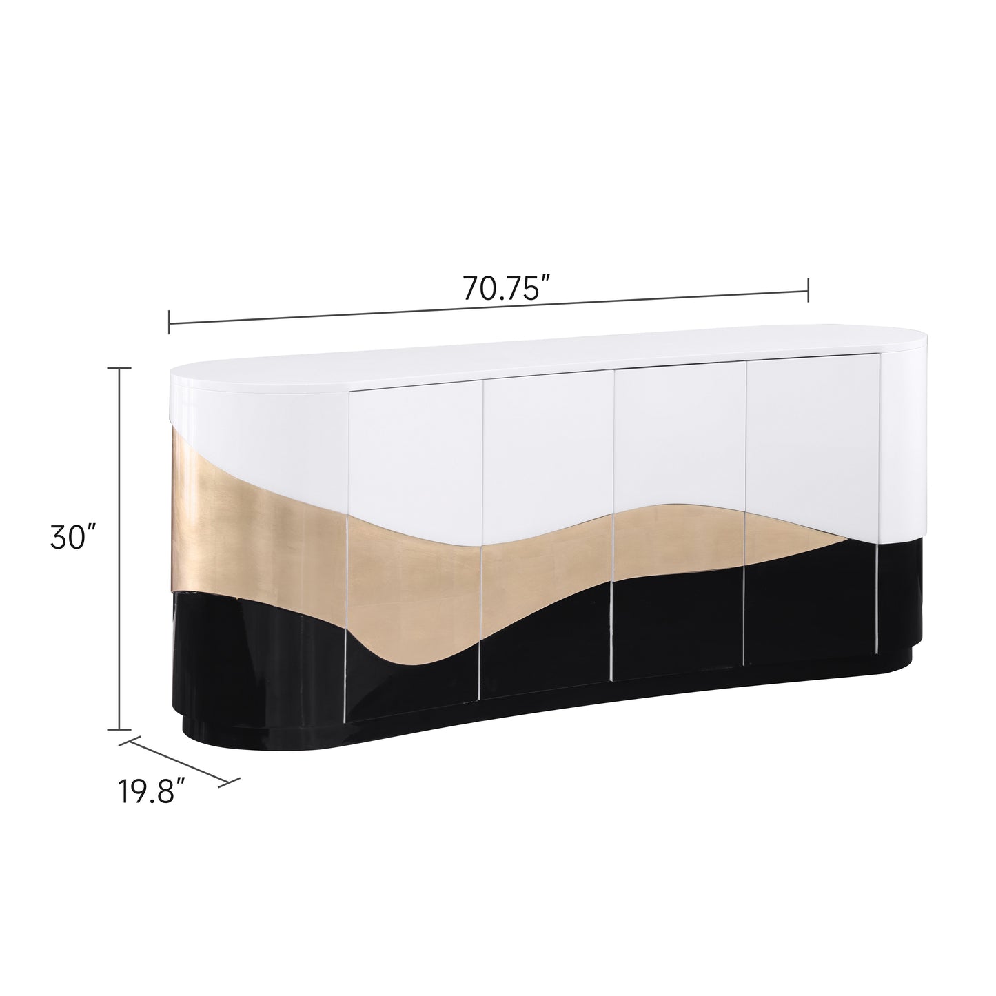 Bellavere Console & Mirror Set – White/Black & Gold
