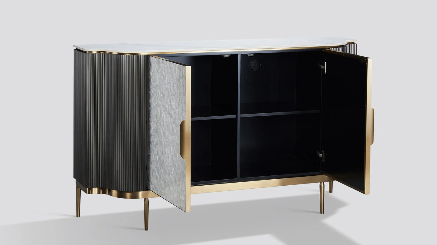 Alveris Sintered Stone Sideboard – Grey Silver