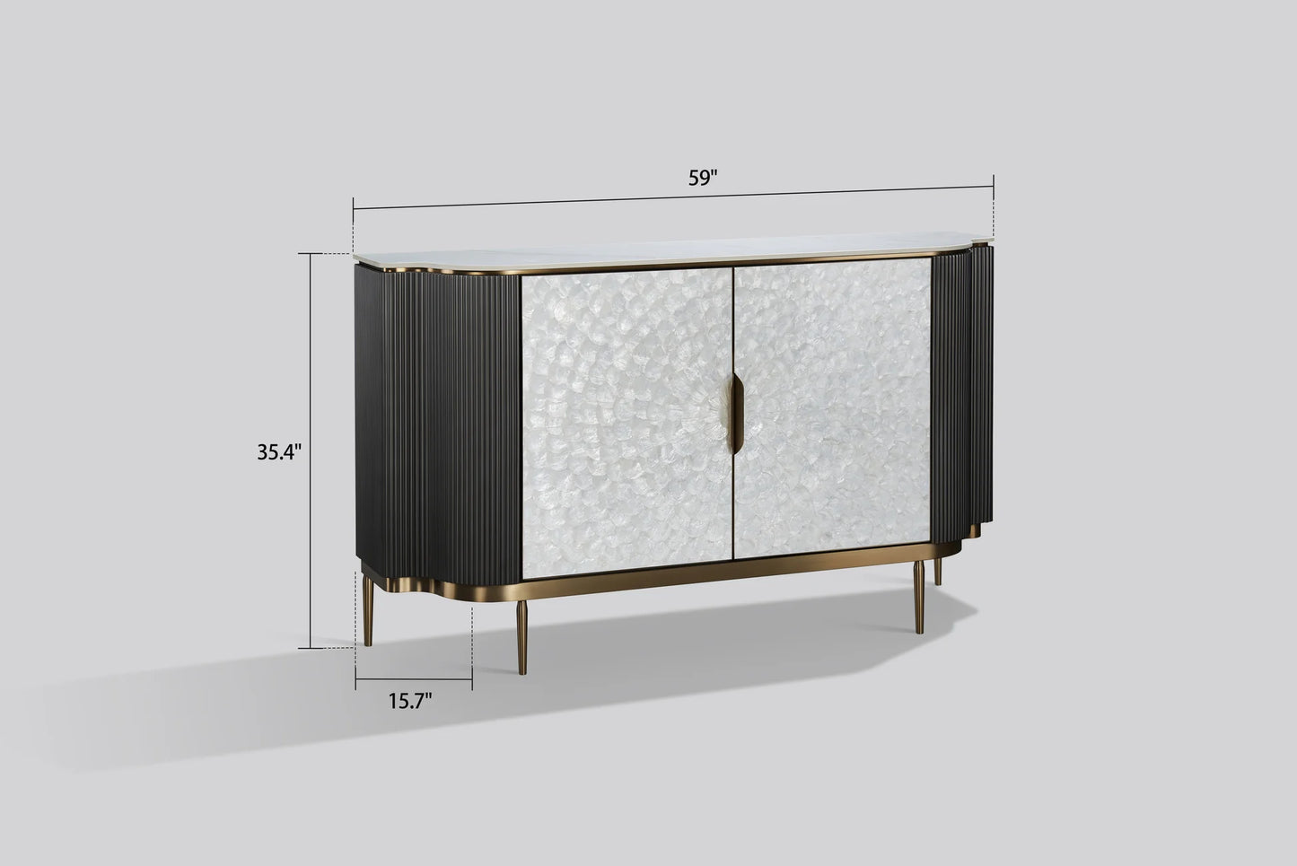 Alveris Sintered Stone Sideboard – Grey Silver