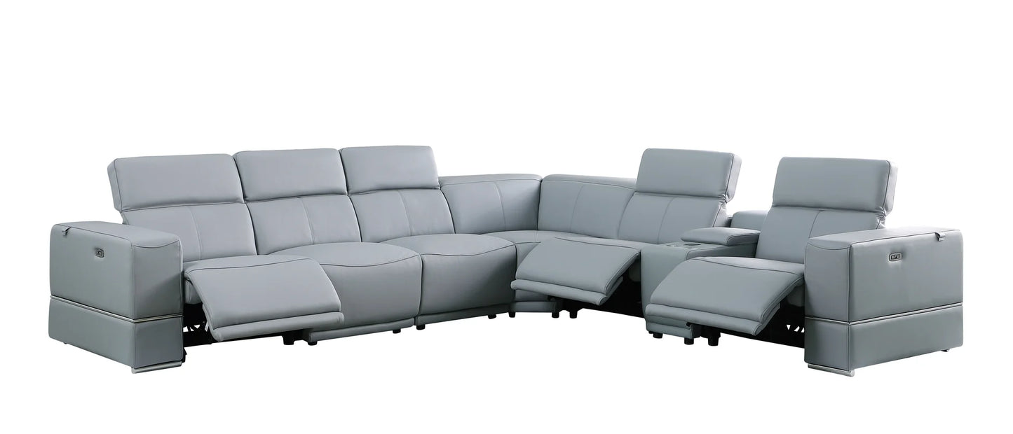 Virello 7-Piece Power Reclining Sectional – Light Blue