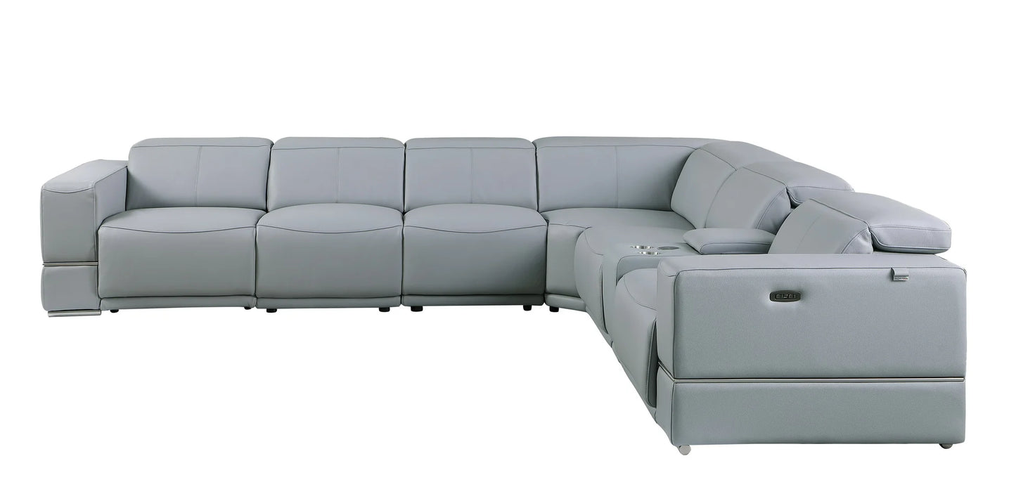 Virello 7-Piece Power Reclining Sectional – Light Blue