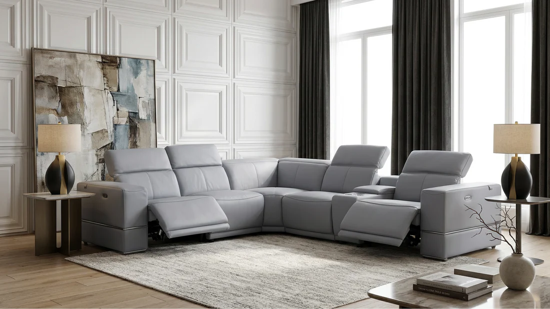 Virello 6-Piece Power Reclining Sectional – Light Blue