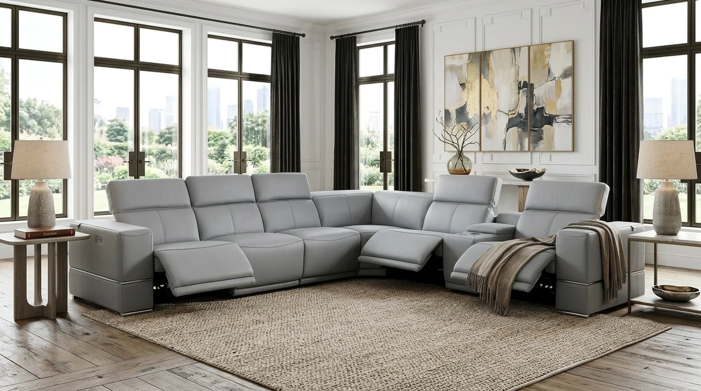 Virello 7-Piece Power Reclining Sectional – Light Blue