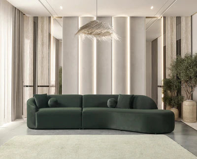 Lola Ivory Velvet Curved 134" RAF Sectional