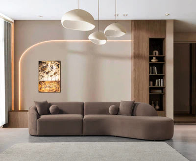 Lola Ivory Velvet Curved 134" RAF Sectional
