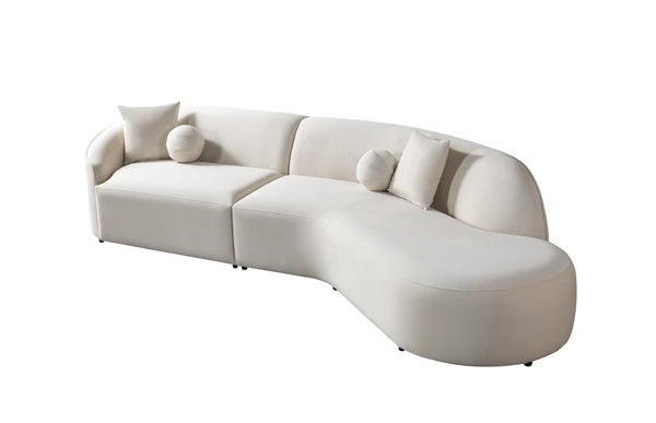 Lola Ivory Velvet Curved 134" RAF Sectional