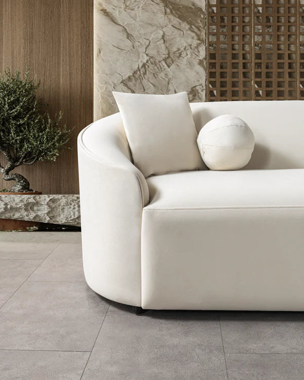 Lola Ivory Velvet Curved 134" RAF Sectional