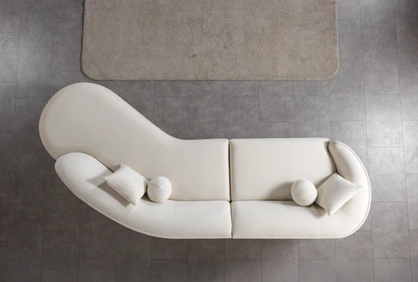 Lola Ivory Velvet Curved 134" RAF Sectional