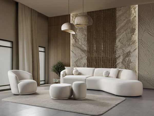 Lola Ivory Velvet Curved 134" RAF Sectional