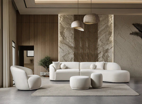 Lola Ivory Velvet Curved 134" RAF Sectional