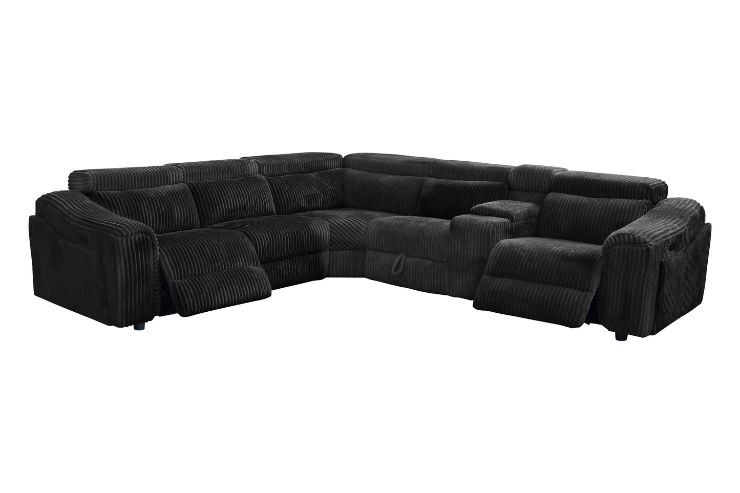 Zayven 6-Piece Modular Power Reclining Sectional – Black